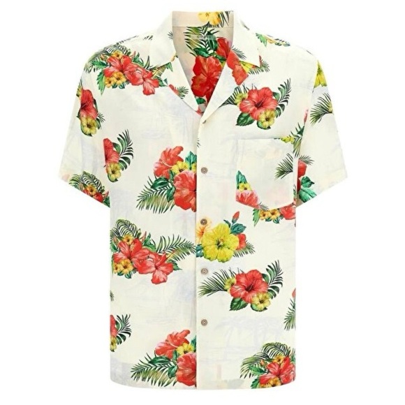 New GUESS Ss Hawaiian Men's Bowling Shirt SZ M - Picture 1 of 8